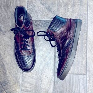 Rockport brown and black leather high top sneakers